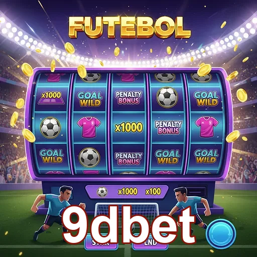 Imagem do jogo de slot de futebol disponível no site 9dbet, com diversos símbolos e prêmios.
