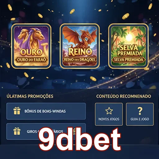 Imagem do 9dbet mostrando o reino da selva em uma temática de ouro.